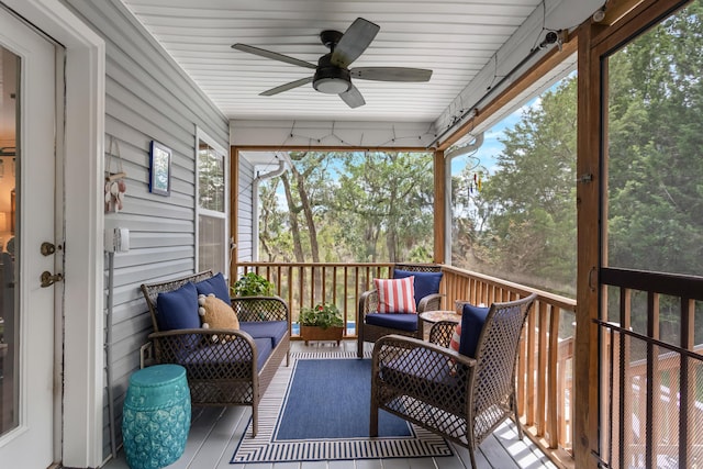 1604 Macoma Dr, Mount Pleasant, SC 29466 - sunroom / solarium with ceiling fan, an outdoor hangout area, and plenty of natural light