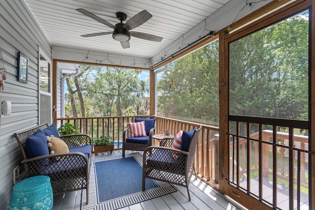 1604 Macoma Dr, Mount Pleasant, SC 29466 - sunroom / solarium featuring an outdoor hangout area and a ceiling fan