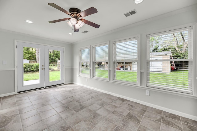 1239 Old Orchard Rd, Charleston, SC 29412 - unfurnished sunroom featuring french doors and visible vents