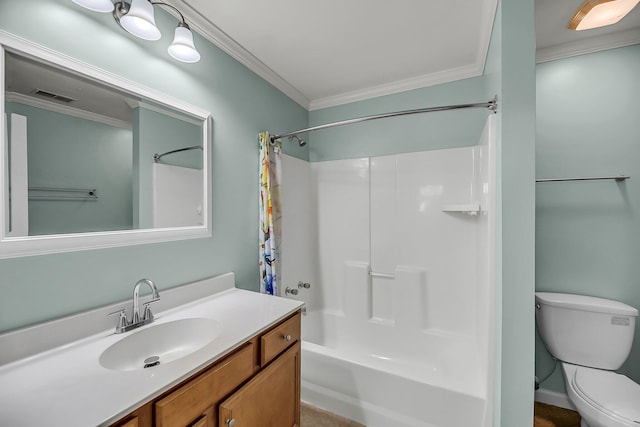 1239 Old Orchard Rd, Charleston, SC 29412 - full bath with toilet, shower / bath combination with curtain, ornamental molding, and visible vents