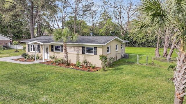 1239 Old Orchard Rd, Charleston, SC 29412 - single story home featuring central AC, brick siding, fence, a front lawn, and a gate