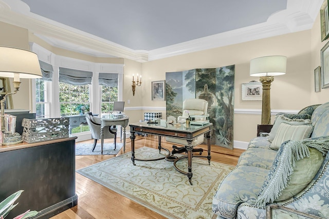 8662 W Fairway Woods Dr, North Charleston, SC 29420 - office space featuring crown molding and light wood-style flooring