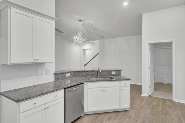 kitchen with white cabinetry, sink, and stainless steel dishwasher