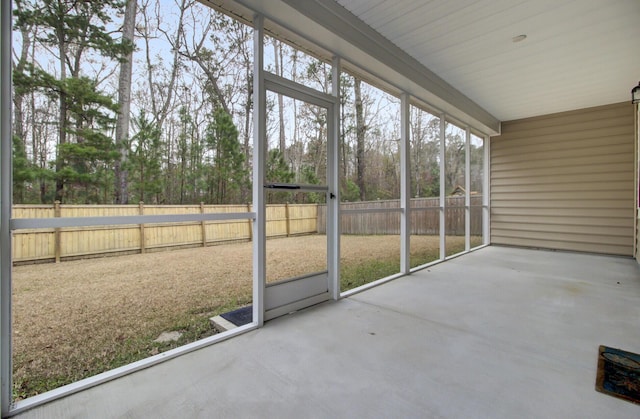 view of unfurnished sunroom