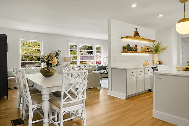 2456 Lantern St, Charleston, SC 29414 - dining area featuring light wood finished floors, recessed lighting, and beverage cooler