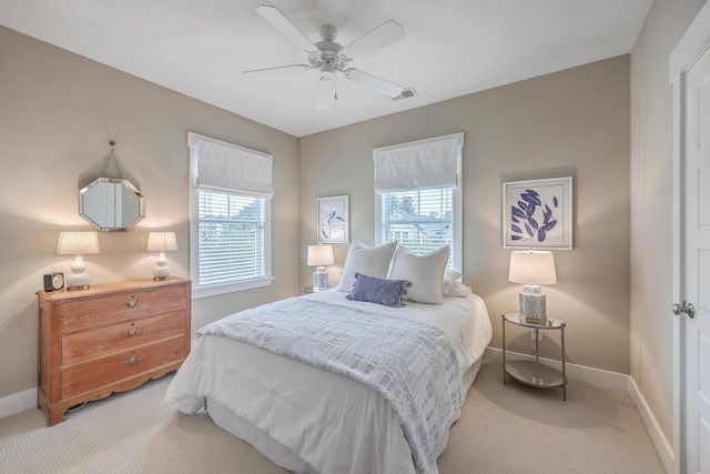 bedroom with carpet floors and ceiling fan