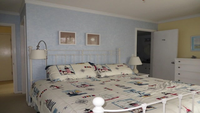 bedroom with ornamental molding