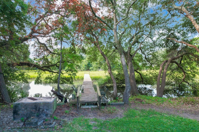 view of yard with a water view