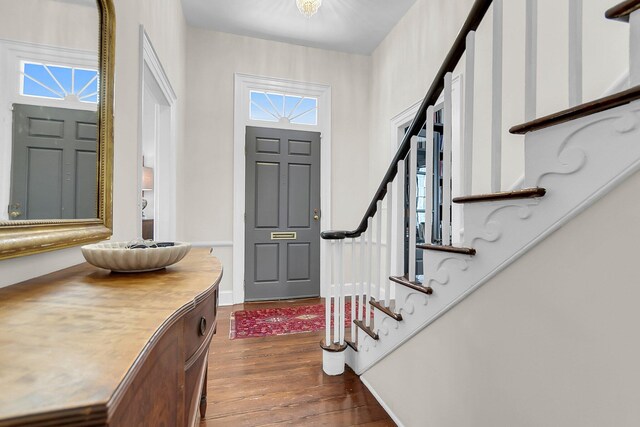 entrance foyer with dark hardwood / wood-style floors