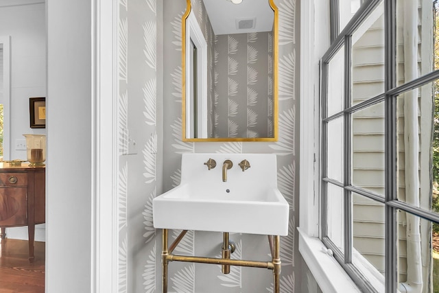 bathroom featuring hardwood / wood-style flooring