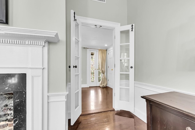 interior space featuring dark hardwood / wood-style flooring