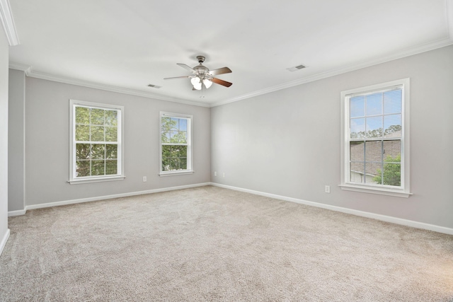 489 Dolphin Dr, Summerville, SC 29485 - carpeted spare room with crown molding, a ceiling fan, and baseboards