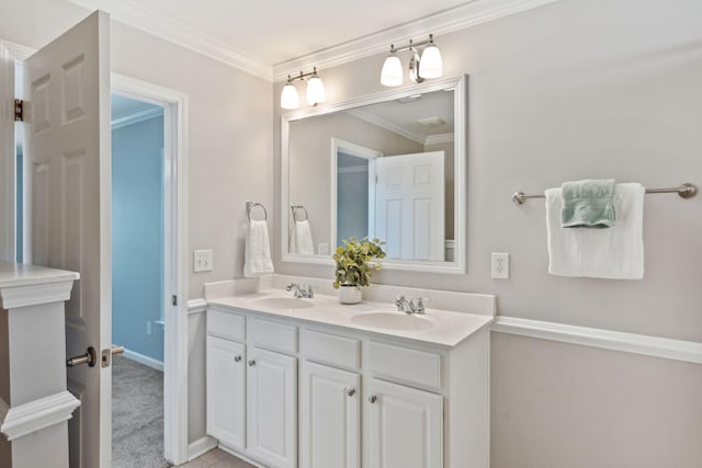 489 Dolphin Dr, Summerville, SC 29485 - full bathroom featuring double vanity, crown molding, and baseboards