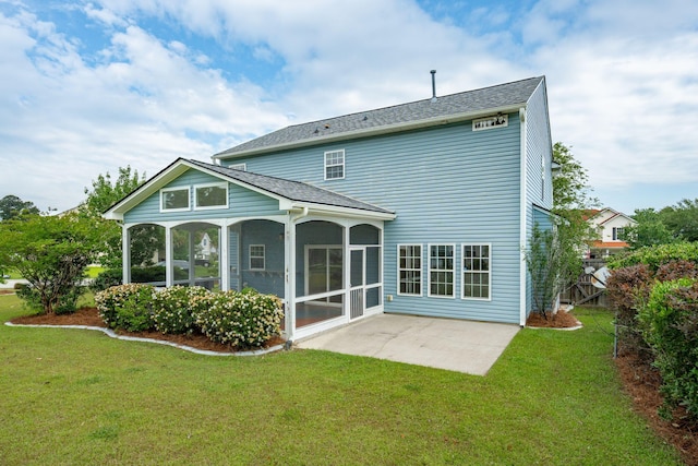 489 Dolphin Dr, Summerville, SC 29485 - back of house with a sunroom, a yard, a patio area, and roof with shingles