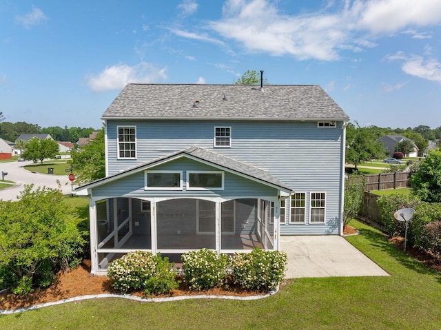 489 Dolphin Dr, Summerville, SC 29485 - rear view of property featuring a sunroom, a patio, and roof with shingles
