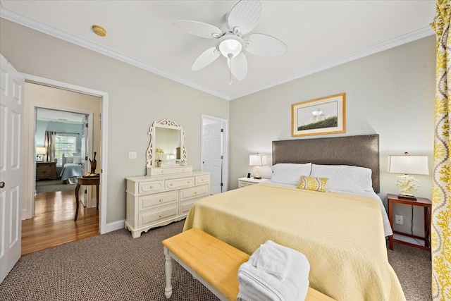 1604 Jungle Rd, Edisto Island, SC 29438 - bedroom with ornamental molding, carpet floors, and a ceiling fan