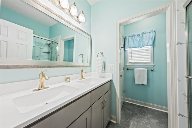 1604 Jungle Rd, Edisto Island, SC 29438 - full bathroom with double vanity and a marble finish shower