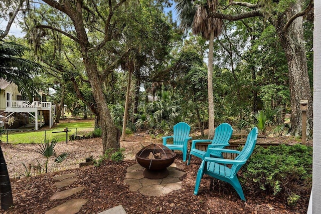 1604 Jungle Rd, Edisto Island, SC 29438 - view of yard featuring a fire pit and stairs
