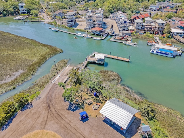 aerial view of a nearby body of water