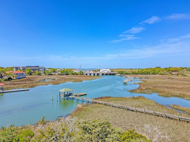 water view with a boat dock
