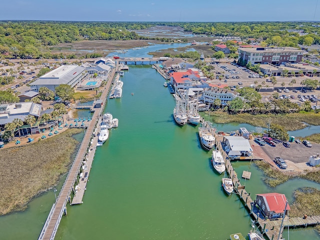 aerial view of a nearby body of water