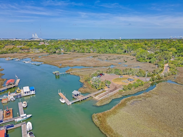 drone / aerial view of a nearby body of water