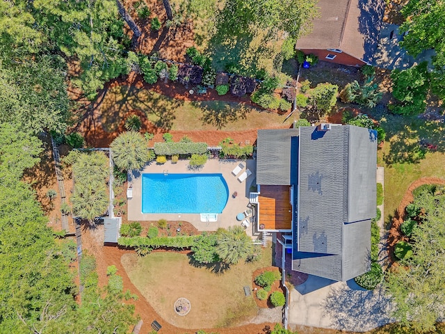 aerial view of a pool area