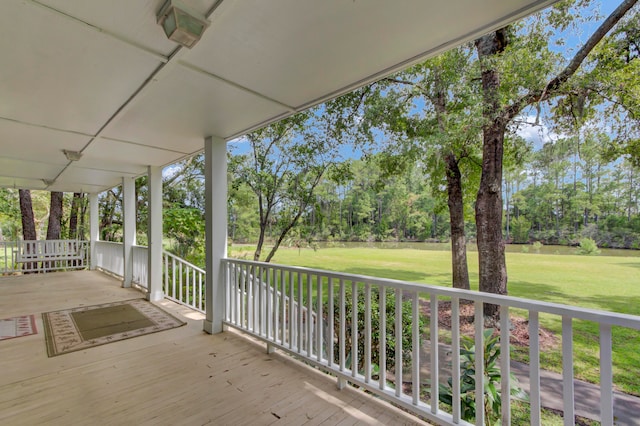 deck featuring a yard