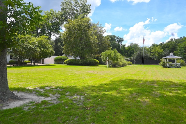 view of yard with a gazebo