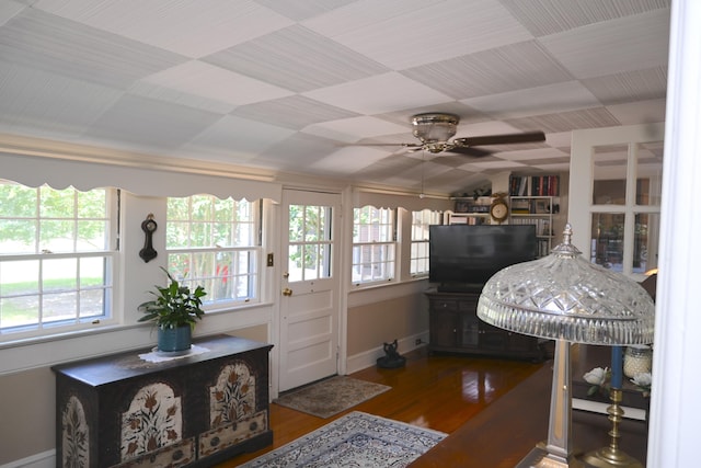 interior space featuring vaulted ceiling and wood finished floors