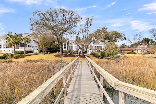 dock area featuring a residential view