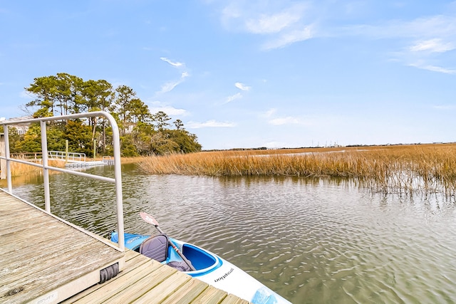 dock area featuring a water view