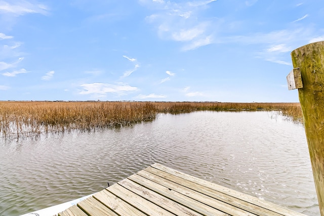 view of dock featuring a water view