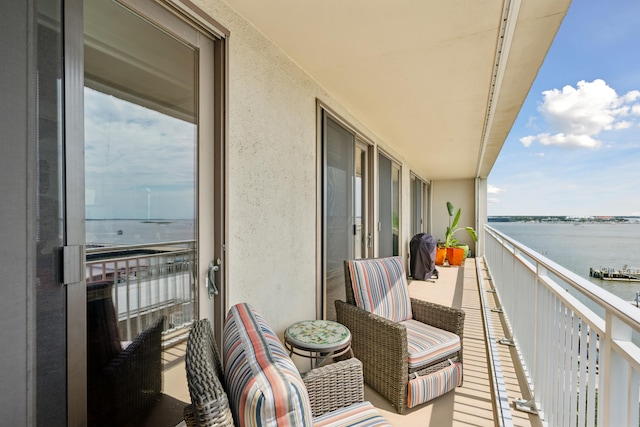 balcony with a water view