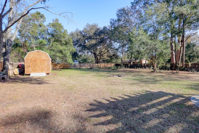 view of yard with a shed