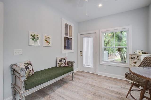 16 Oakwood Ln, Edisto Island, SC 29438 - living area with wood finished floors and ceiling fan