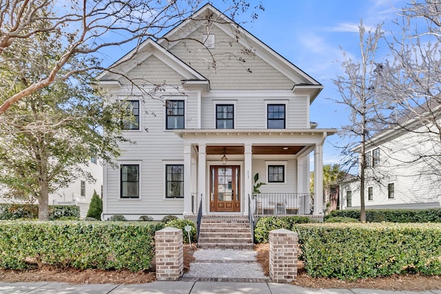 view of front of home featuring covered porch