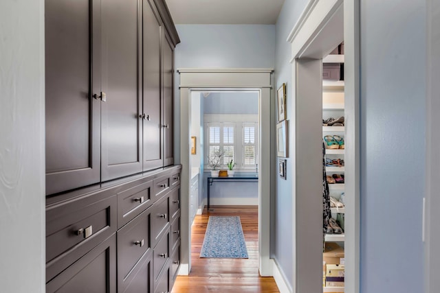 hall featuring light hardwood / wood-style flooring