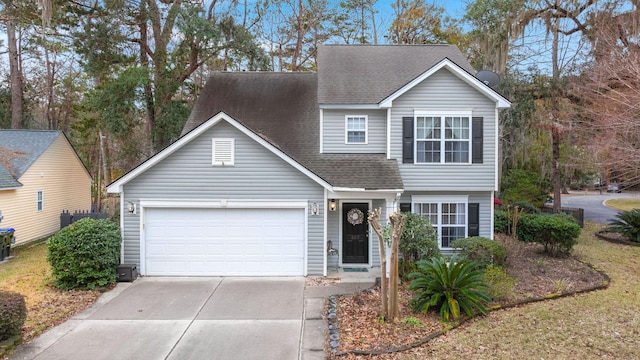 view of front of house with a garage