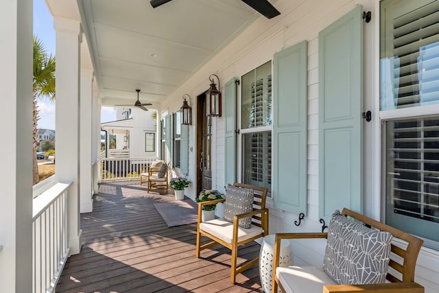 deck featuring covered porch