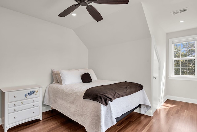 2720 Oak Manor Dr, Mount Pleasant, SC 29466 - bedroom featuring wood finished floors, baseboards, lofted ceiling, ceiling fan, and recessed lighting