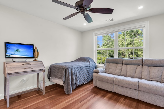 2720 Oak Manor Dr, Mount Pleasant, SC 29466 - bedroom featuring wood finished floors, recessed lighting, baseboards, and a ceiling fan
