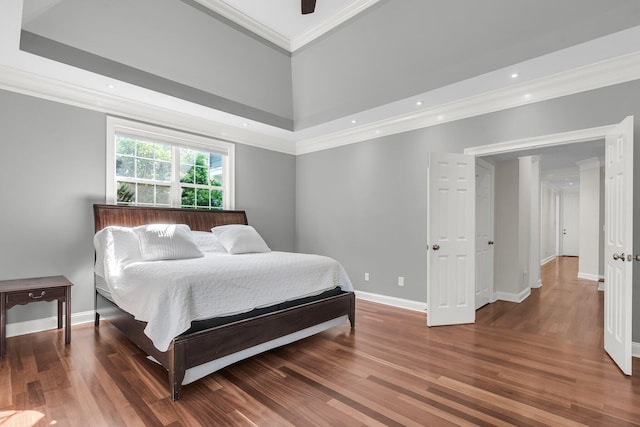 2720 Oak Manor Dr, Mount Pleasant, SC 29466 - bedroom featuring ornamental molding, wood finished floors, baseboards, recessed lighting, and a ceiling fan