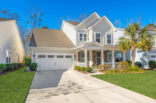 view of front of home featuring a front lawn and a porch