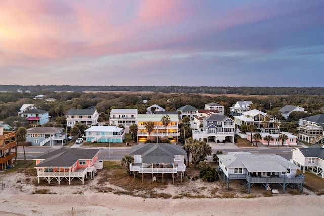 view of aerial view at dusk