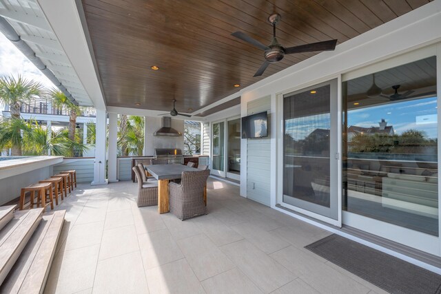 3803 Palm Blvd, Isle Of Palms, SC 29451 - view of patio / terrace featuring ceiling fan, outdoor dining area, area for grilling, and exterior kitchen
