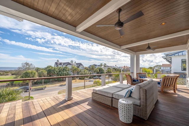 3803 Palm Blvd, Isle Of Palms, SC 29451 - wooden terrace featuring a ceiling fan