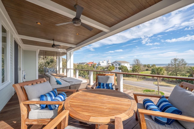 3803 Palm Blvd, Isle Of Palms, SC 29451 - wooden deck featuring ceiling fan and an outdoor hangout area