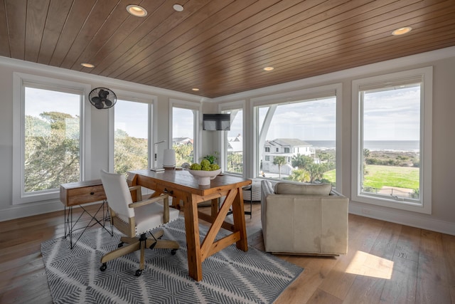 3803 Palm Blvd, Isle Of Palms, SC 29451 - sunroom / solarium with wood ceiling, healthy amount of natural light, recessed lighting, and hardwood / wood-style floors