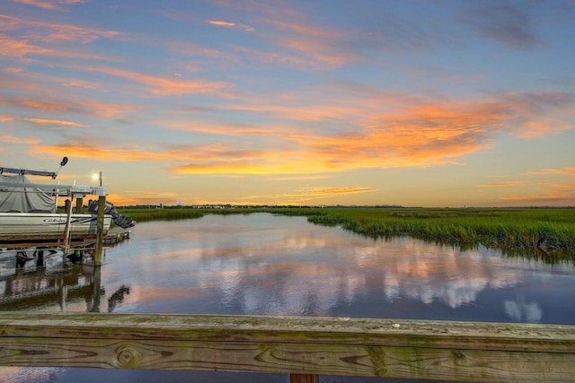 water view featuring a dock